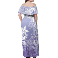 Tiare Tahiti Off Shoulder Maxi Dress Purple Polynesia Motifs - Polynesian Pride
