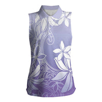 Tiare Tahiti Women Sleeveless Polo Shirt Purple Polynesia Motifs - Polynesian Pride