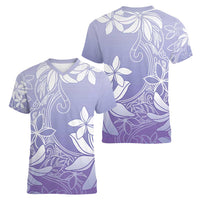 Tiare Tahiti Women V-Neck T-Shirt Purple Polynesia Motifs - Polynesian Pride