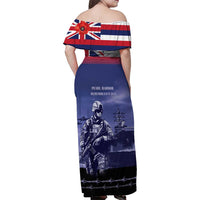 Hawaii Pearl Harbor Remembrance Day Family Matching Off Shoulder Maxi Dress and Hawaiian Shirt Flag Style