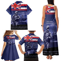 Hawaii Pearl Harbor Remembrance Day Family Matching Tank Maxi Dress and Hawaiian Shirt Flag Style