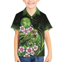 New Zealand Aotearoa Kakapo Family Matching Off Shoulder Maxi Dress and Hawaiian Shirt Maori Pattern With Manuka Galaxy Style - Polynesian Pride