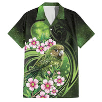 New Zealand Aotearoa Kakapo Family Matching Short Sleeve Bodycon Dress and Hawaiian Shirt Maori Pattern With Manuka Galaxy Style LT05 Dad's Shirt - Short Sleeve Green - Polynesian Pride