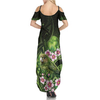 New Zealand Aotearoa Kakapo Family Matching Summer Maxi Dress and Hawaiian Shirt Maori Pattern With Manuka Galaxy Style - Polynesian Pride