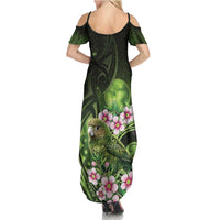 New Zealand Aotearoa Kakapo Family Matching Summer Maxi Dress and Hawaiian Shirt Maori Pattern With Manuka Galaxy Style LT05 - Polynesian Pride