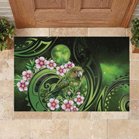 New Zealand Aotearoa Kakapo Rubber Doormat Maori Pattern With Manuka Galaxy Style - Polynesian Pride