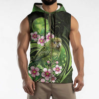 New Zealand Aotearoa Kakapo Sleeveless Zip Hoodie Maori Pattern With Manuka Galaxy Style - Polynesian Pride