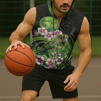 New Zealand Aotearoa Kakapo Sleeveless Zip Hoodie Maori Pattern With Manuka Galaxy Style - Polynesian Pride