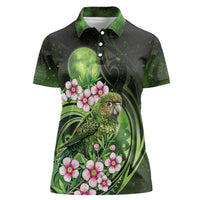 New Zealand Aotearoa Kakapo Women Polo Shirt Maori Pattern With Manuka Galaxy Style - Polynesian Pride