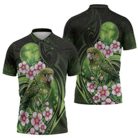 New Zealand Aotearoa Kakapo Zipper Polo Shirt Maori Pattern With Manuka Galaxy Style - Polynesian Pride