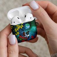New Zealand Tui Bird AirPods Case Maori Koru With Pohutukawa Galaxy Style - Polynesian Pride