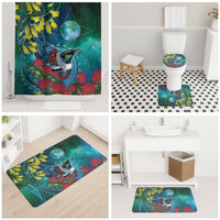 New Zealand Tui Bird Bathroom Set Maori Koru With Pohutukawa Galaxy Style - Polynesian Pride