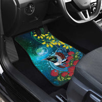 New Zealand Tui Bird Car Mats Maori Koru With Pohutukawa Galaxy Style - Polynesian Pride