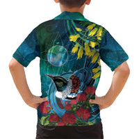 New Zealand Tui Bird Family Matching Mermaid Dress and Hawaiian Shirt Maori Koru With Pohutukawa Galaxy Style LT05 - Polynesian Pride