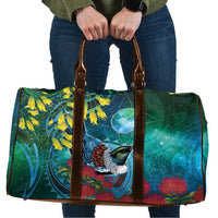 New Zealand Tui Bird Travel Bag Maori Koru With Pohutukawa Galaxy Style - Polynesian Pride