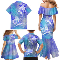 Couple Blue Sea Turtle Heart Love Family Matching Mermaid Dress and Hawaiian Shirt LT05 - Polynesian Pride