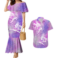 Couple Sea Turtle Love Give Us A Fairytale Couples Matching Mermaid Dress and Hawaiian Shirt LT05 Pink - Polynesian Pride
