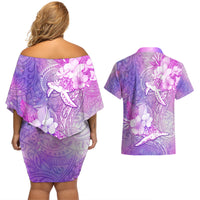 Couple Sea Turtle Love Give Us A Fairytale Couples Matching Off Shoulder Short Dress and Hawaiian Shirt LT05 - Polynesian Pride