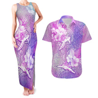 Couple Sea Turtle Love Give Us A Fairytale Couples Matching Tank Maxi Dress and Hawaiian Shirt LT05 Pink - Polynesian Pride