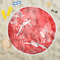 Polynesia Sea Turtle Couple Beach Blanket Happy Valentine Day Red LT05 One Size 150cm Red - Polynesian Pride