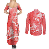 Polynesia Sea Turtle Couple Couples Matching Summer Maxi Dress and Long Sleeve Button Shirt Happy Valentine Day Red LT05 - Polynesian Pride