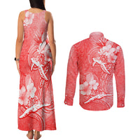 Polynesia Sea Turtle Couple Couples Matching Tank Maxi Dress and Long Sleeve Button Shirt Happy Valentine Day Red LT05 - Polynesian Pride