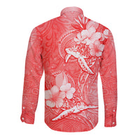 Polynesia Sea Turtle Couple Long Sleeve Button Shirt Happy Valentine Day Red LT05 - Polynesian Pride