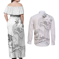 Polynesia Sea Turtle Couple Couples Matching Off Shoulder Maxi Dress and Long Sleeve Button Shirt Happy Valentine Day White LT05 - Polynesian Pride