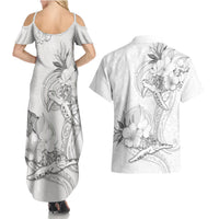 Polynesia Sea Turtle Couple Couples Matching Summer Maxi Dress and Hawaiian Shirt Happy Valentine Day White LT05 - Polynesian Pride