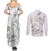 Polynesia Sea Turtle Couple Couples Matching Summer Maxi Dress and Long Sleeve Button Shirt Happy Valentine Day White LT05 - Polynesian Pride