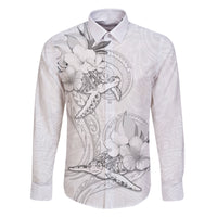 Polynesia Sea Turtle Couple Family Matching Mermaid Dress and Hawaiian Shirt Happy Valentine Day White LT05 Dad's Shirt - Long Sleeve White - Polynesian Pride
