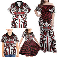 Custom Aotearoa Ngapuhi Family Matching Off Shoulder Maxi Dress and Hawaiian Shirt Maori Tribal Pattern Mix Poutama LT05 - Polynesian Pride