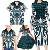 Custom Aotearoa Ngati Porou Family Matching Long Sleeve Bodycon Dress and Hawaiian Shirt Maori Tribal Pattern Mix Poutama LT05 - Polynesian Pride