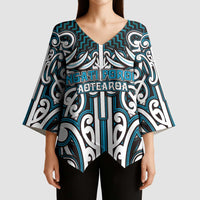 Custom Aotearoa Ngati Porou Kimono Sleeve Blouse Maori Tribal Pattern Mix Poutama
