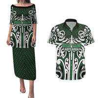 Custom Aotearoa Ngai Tahu Couples Matching Puletasi and Hawaiian Shirt Maori Tribal Pattern Mix Poutama
