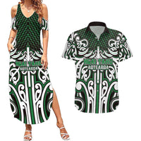 Custom Aotearoa Ngai Tahu Couples Matching Summer Maxi Dress and Hawaiian Shirt Maori Tribal Pattern Mix Poutama