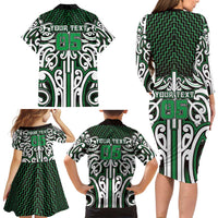 Custom Aotearoa Ngai Tahu Family Matching Long Sleeve Bodycon Dress and Hawaiian Shirt Maori Tribal Pattern Mix Poutama LT05 - Polynesian Pride