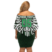 Custom Aotearoa Ngai Tahu Family Matching Off Shoulder Short Dress and Hawaiian Shirt Maori Tribal Pattern Mix Poutama LT05 - Polynesian Pride
