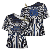 Custom Aotearoa Ngati Tuwharetoa Cross Shoulder Shirt Maori Tribal Pattern Mix Poutama