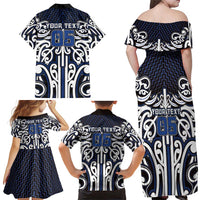 Custom Aotearoa Ngati Tuwharetoa Family Matching Off Shoulder Maxi Dress and Hawaiian Shirt Maori Tribal Pattern Mix Poutama LT05 - Polynesian Pride