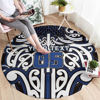 Custom Aotearoa Ngati Tuwharetoa Round Carpet Maori Tribal Pattern Mix Poutama