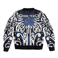Custom Aotearoa Ngati Tuwharetoa Sleeve Zip Bomber Jacket Maori Tribal Pattern Mix Poutama LT05 - Polynesian Pride