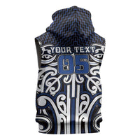 Custom Aotearoa Ngati Tuwharetoa Sleeveless Zip Hoodie Maori Tribal Pattern Mix Poutama