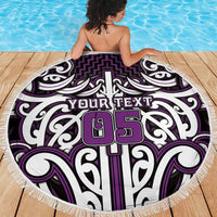 Custom Aotearoa Rangitane Beach Blanket Maori Tribal Pattern Mix Poutama