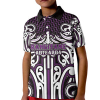 Custom Aotearoa Rangitane Kid Polo Shirt Maori Tribal Pattern Mix Poutama