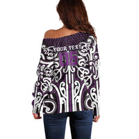Custom Aotearoa Rangitane Off Shoulder Sweater Maori Tribal Pattern Mix Poutama