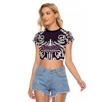 Custom Aotearoa Rangitane Raglan Cropped T Shirt Maori Tribal Pattern Mix Poutama