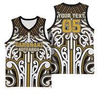Custom Aotearoa Taranaki Basketball Jersey Maori Tribal Pattern Mix Poutama