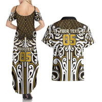 Custom Aotearoa Taranaki Couples Matching Summer Maxi Dress and Hawaiian Shirt Maori Tribal Pattern Mix Poutama