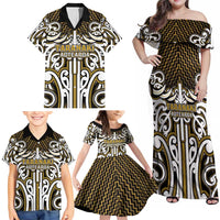 Custom Aotearoa Taranaki Family Matching Off Shoulder Maxi Dress and Hawaiian Shirt Maori Tribal Pattern Mix Poutama LT05 - Polynesian Pride